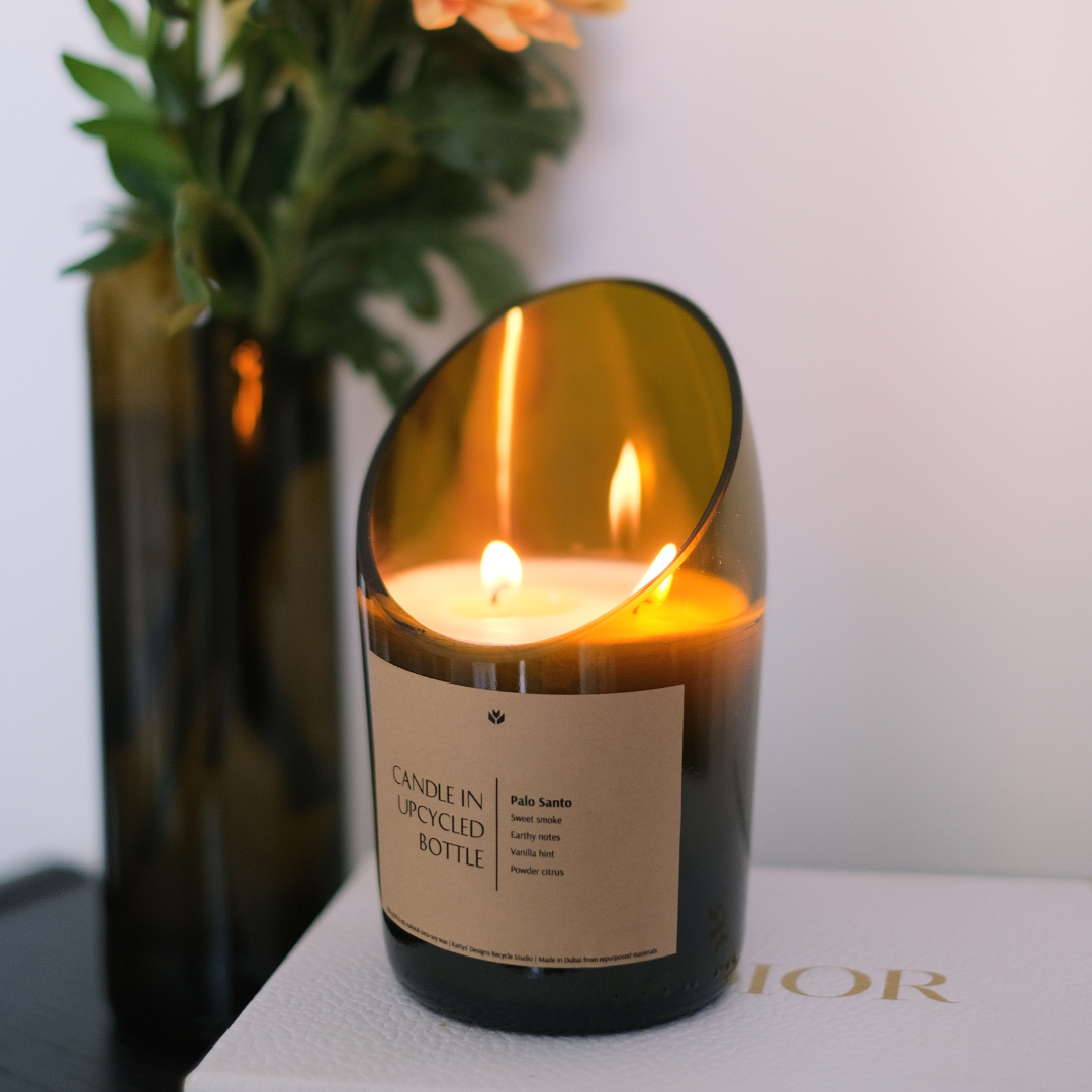 Candle in Upcycled Bottle
