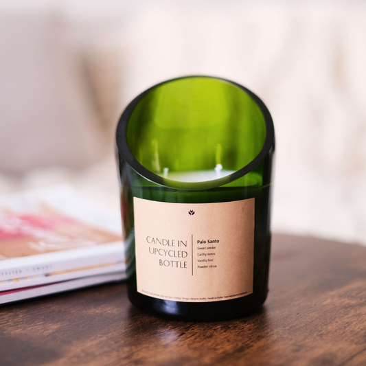 Candle in Upcycled Emerald Bottle - Limited