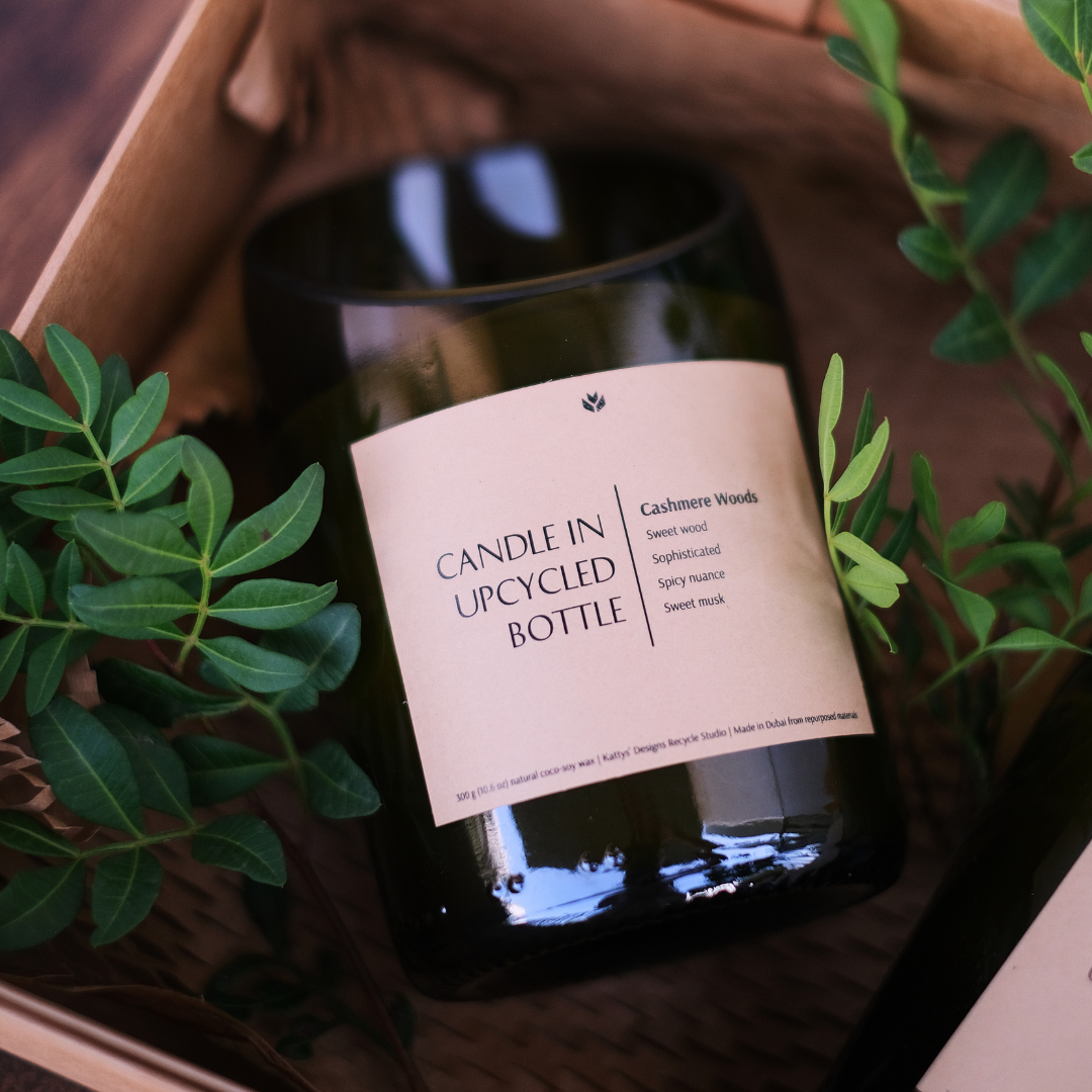 Candle in Upcycled Bottle