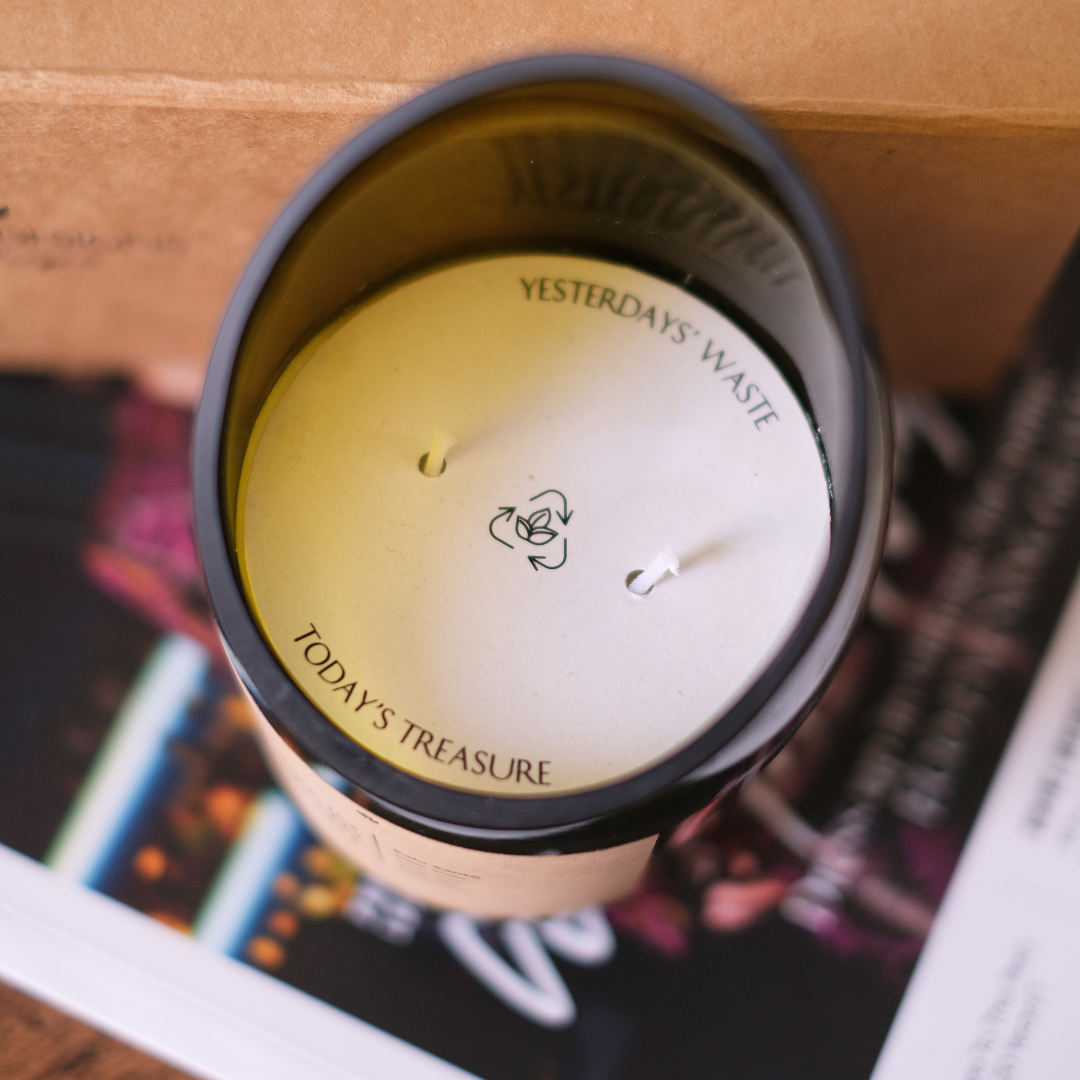Candle in Upcycled Bottle