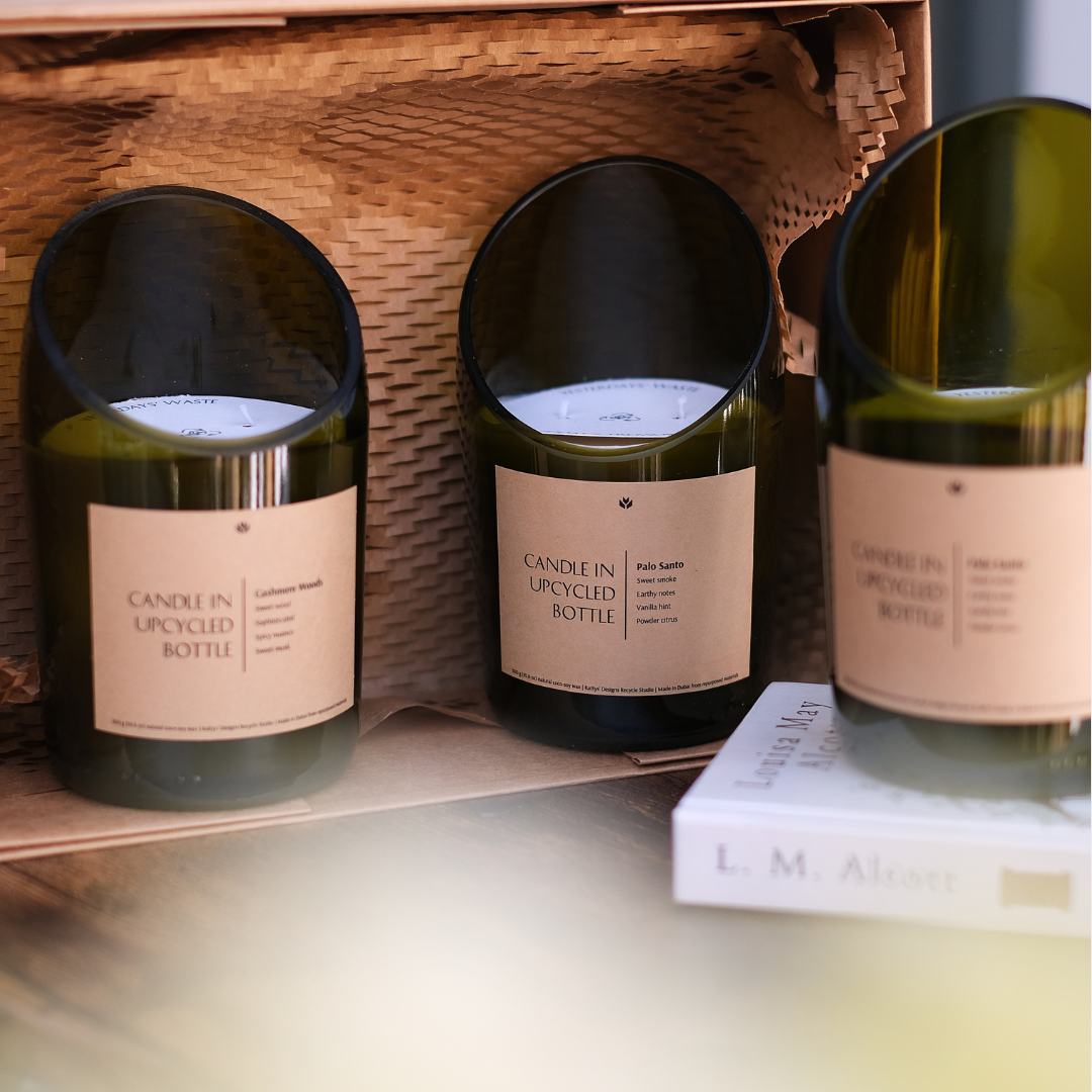 Candle in Upcycled Bottle