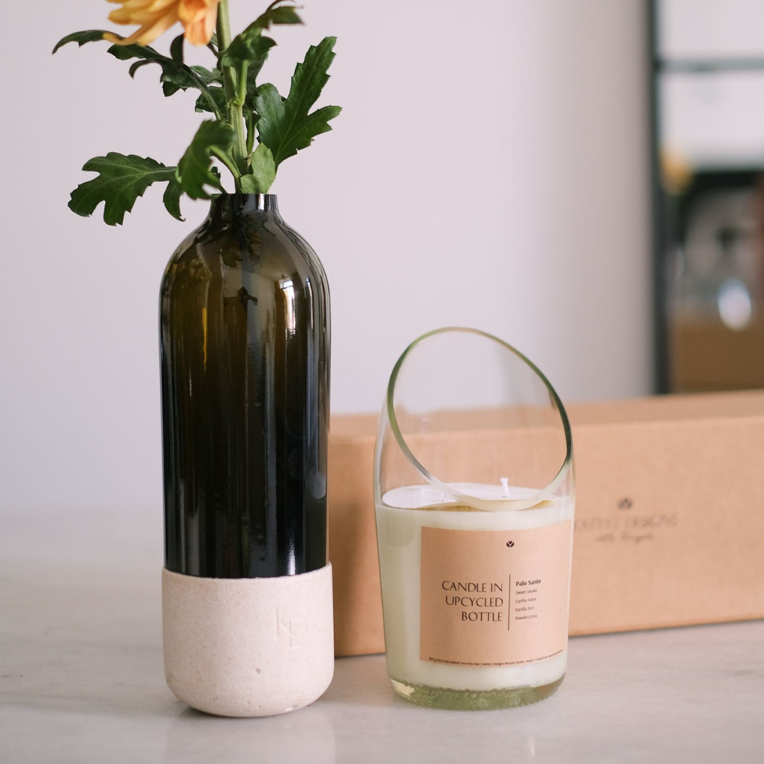 Crystal Candle in Upcycled Bottle - Limited