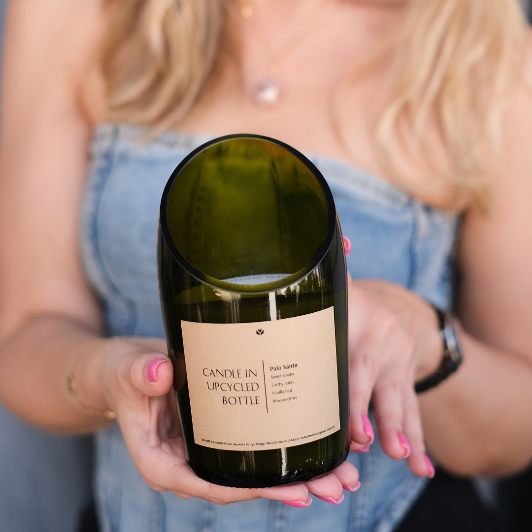 Candle in Upcycled Bottle