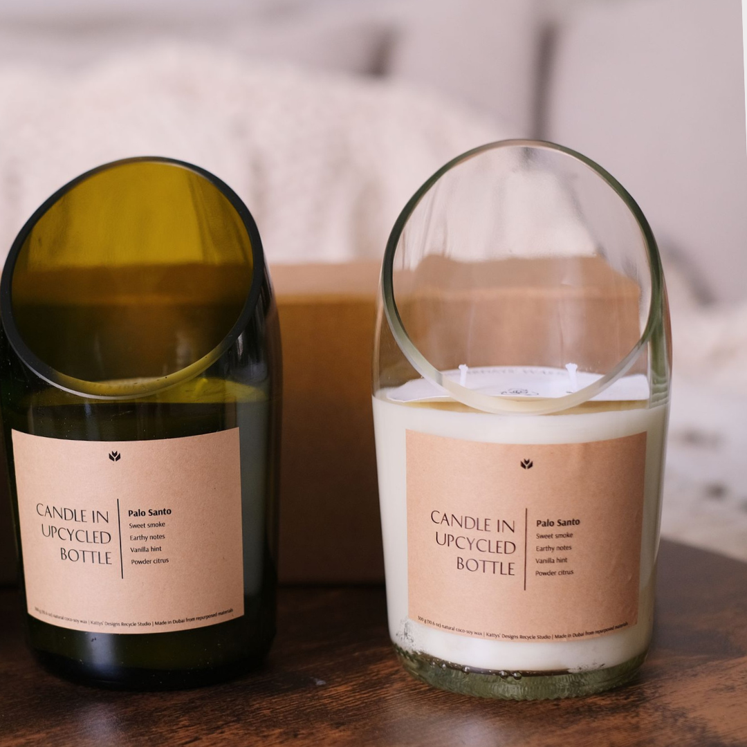 Crystal Candle in Upcycled Bottle - Limited