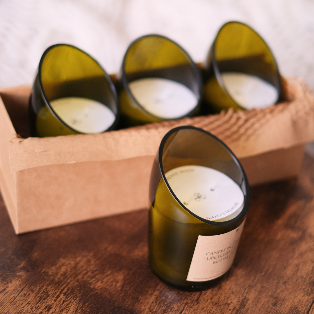 Candle in Upcycled Bottle