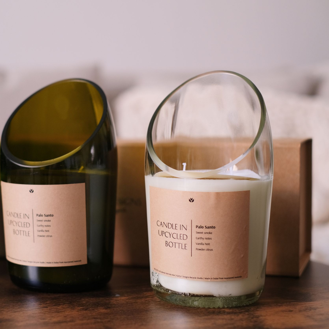 Crystal Candle in Upcycled Bottle - Limited