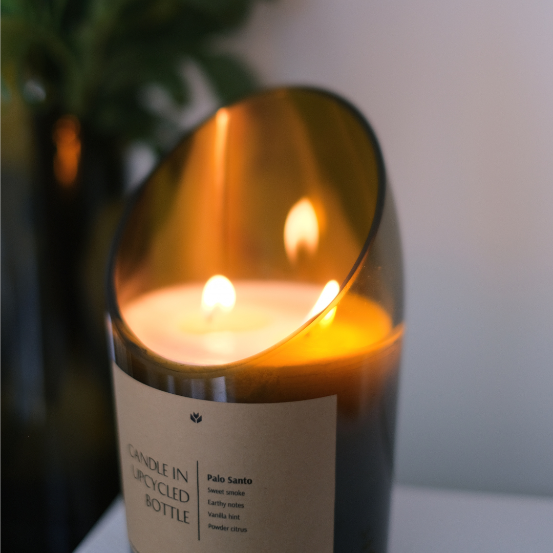 Candle in Upcycled Bottle