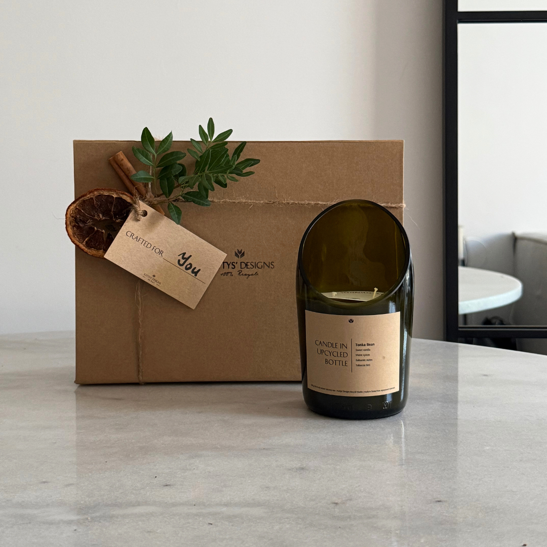 Candle in Upcycled Bottle